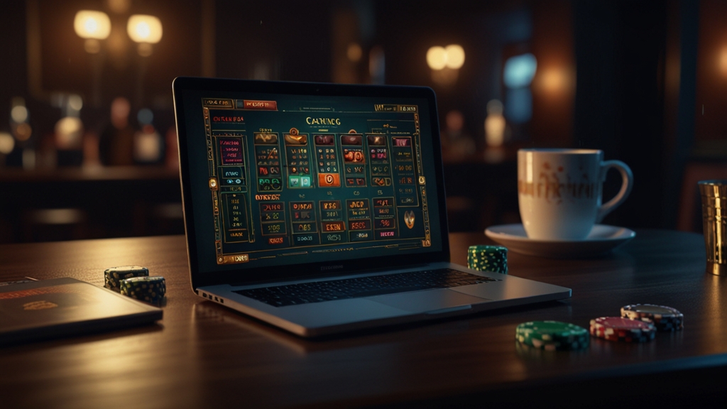 Casino-Spieler prüft Auszahlung und Verifizierung an einem Laptop